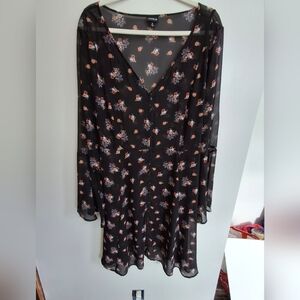 Torrid, Size 3,Sheer Black Floral Dress
